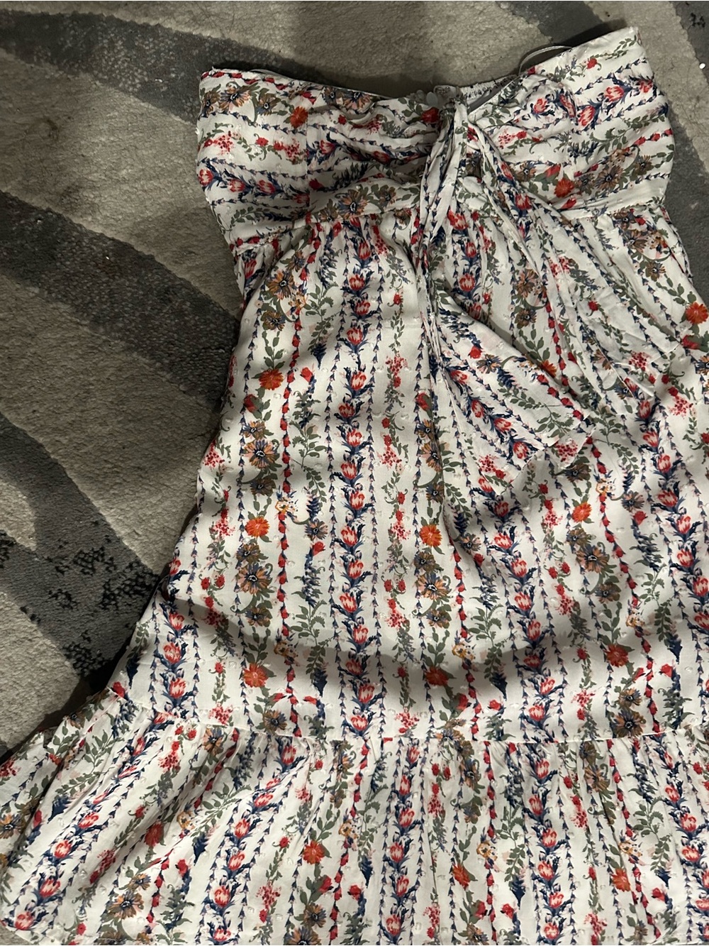 Strapless Floral Summer Dress - Cream - Picture 3 of 4